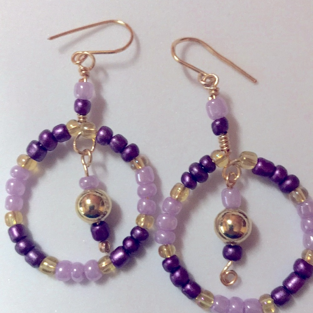 Beaded Hoop Earrings, Beautiful colors